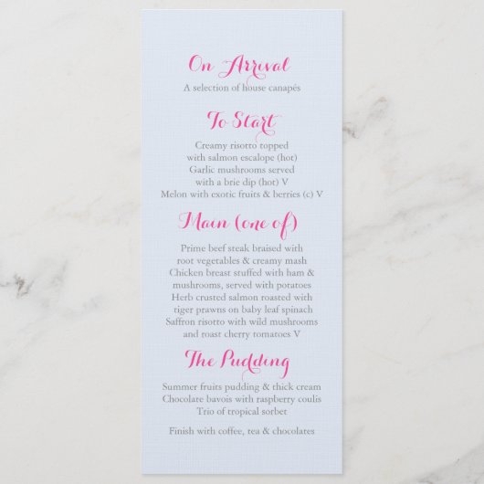 Het menu van de kunstbruiloft van Hellebore of van (Achterkant)