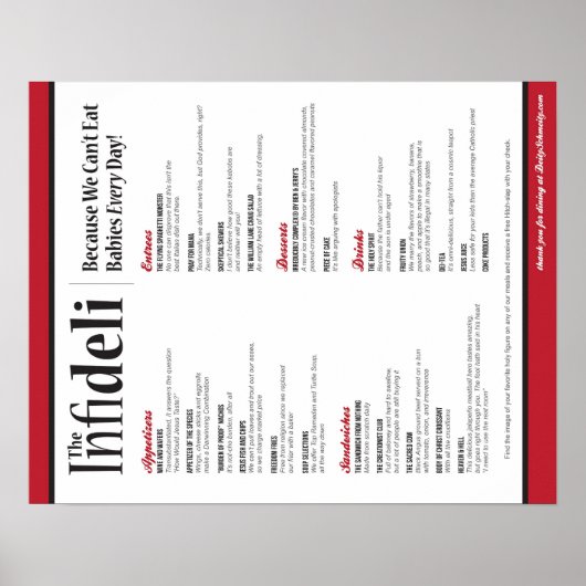 Het Menu van de Ongelovige Poster (Voorkant)