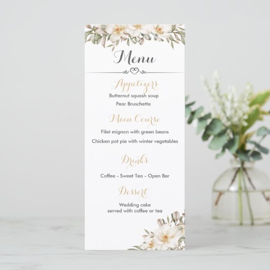 Het Menu van de Ontvanging van het huwelijk met Ma (Staand voorkant)