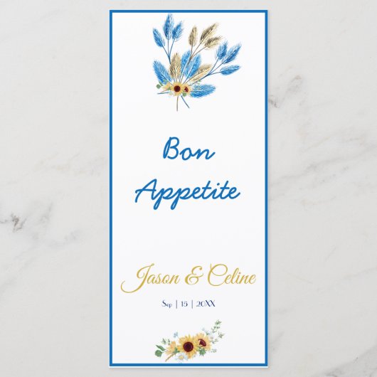 Het Menu van de Ontvangst van de bruiloft (Achterkant)