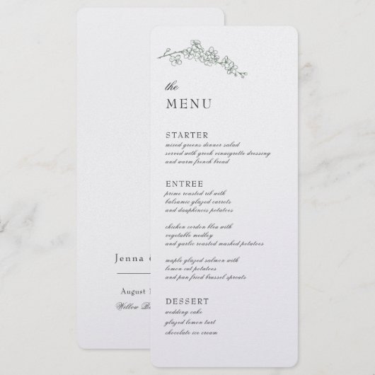 Het Menu van de Ontvangst van de bruiloft (Voorkant / Achterkant)