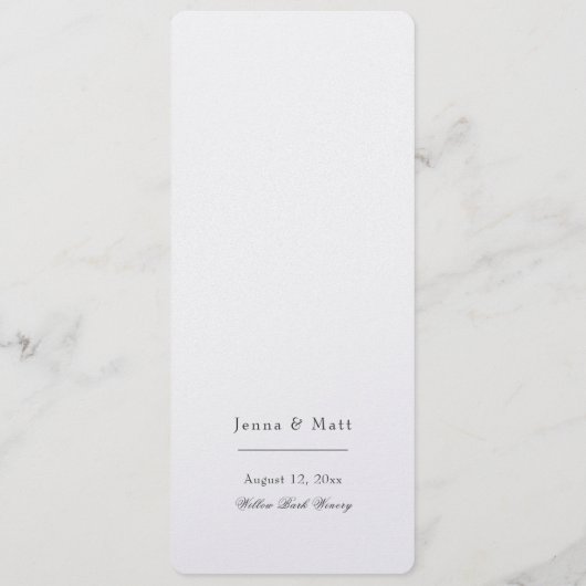 Het Menu van de Ontvangst van de bruiloft (Achterkant)