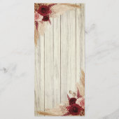 Het Menu van de Ontvangst van het huwelijk Pampas  (Achterkant)