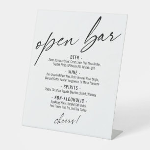 Het menu van de Open Bar voor hedendaagse handschr Reclamebord Met Voetstuk