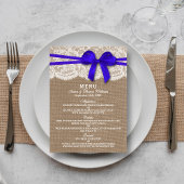 Het menu van de Rustic Blue Bow Trouwcollectie