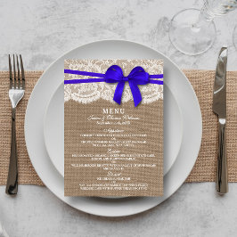 Het menu van de Rustic Blue Bow Trouwcollectie