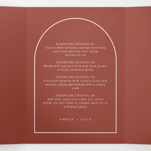 Het Menu van de Terracotta & van de Drink van het  (Binnenkant midden)