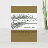 Het Menu van de Thanksgiving - Vintage Quaint (Achterkant)