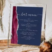 Het menu van de Weddenbalk Burgundy Silver Agate N Poster