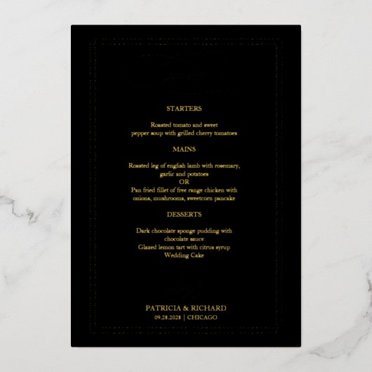 Het Menu van de weddenschap Elegant Calligrafie Ec Folie Uitnodiging (Voorkant)