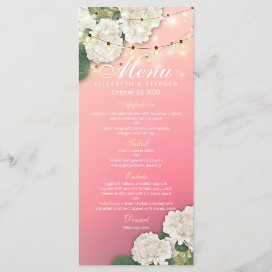 Het Menu van de weddenschap Hydrangeas Flowers Koo (Voorkant)