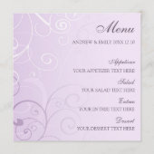 Het Menu van de Weddenschap lavender Swirls (Voorkant)