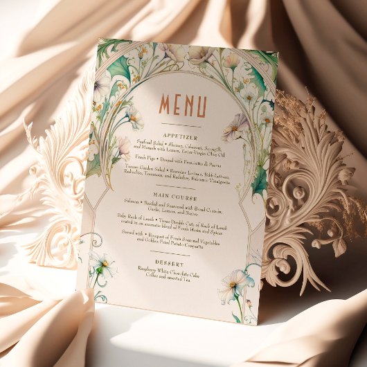 Het Menu van de weddenschappen Daisies Art Nouveau Kaart