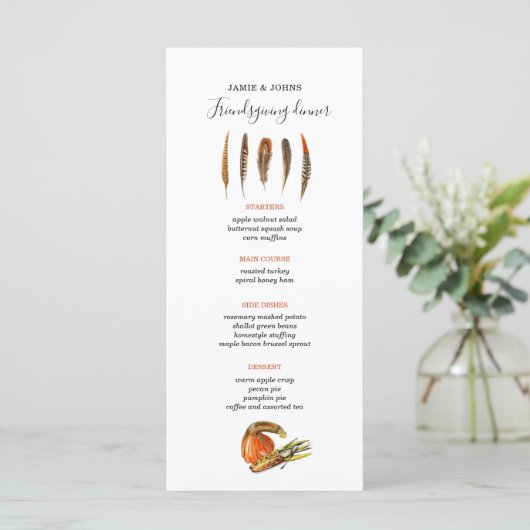 Het menu van het diner van de Thanksgiving van Mod (Staand voorkant)