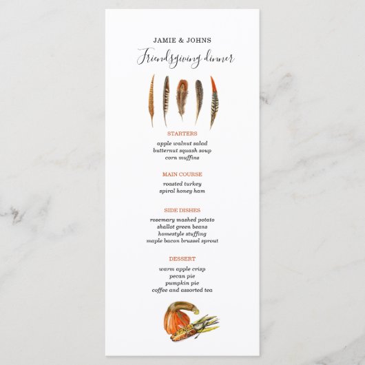 Het menu van het diner van de Thanksgiving van Mod (Voorkant)