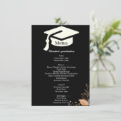 Het menu van het diner van de Whimsical Black Grad (Staand voorkant)