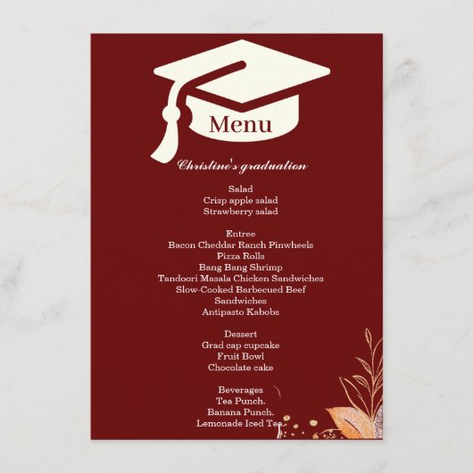 Het menu van het diner van de Whimsical Burgundy G (Voorkant)