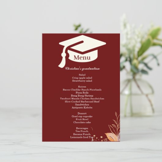 Het menu van het diner van de Whimsical Burgundy G (Staand voorkant)