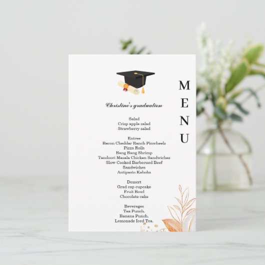 Het menu van het diner van de Whimsical Graduation (Staand voorkant)
