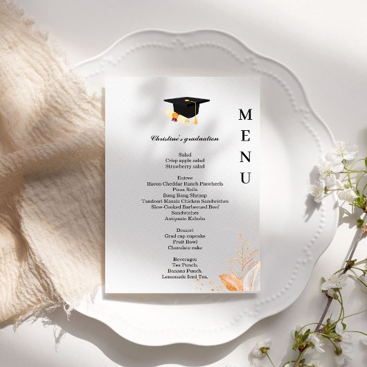 Het menu van het diner van de Whimsical Graduation