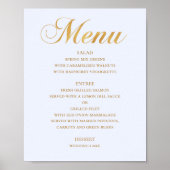 Het menu van het gouden trouwdiner. Blauw elegant  Poster (Voorkant)