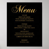 Het menu van het gouden trouwdiner. Zwart elegant  Poster (Voorkant)