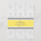 Het menu van het huwelijk Lemon Grey Floral Damask (Achterkant)