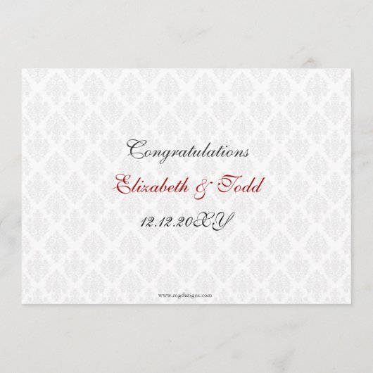 het menu voor de bruiloft van de rode demask (Achterkant)