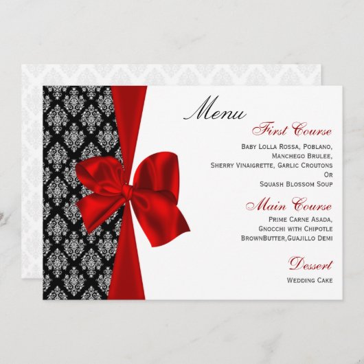 het menu voor de bruiloft van de rode demask (Voorkant / Achterkant)