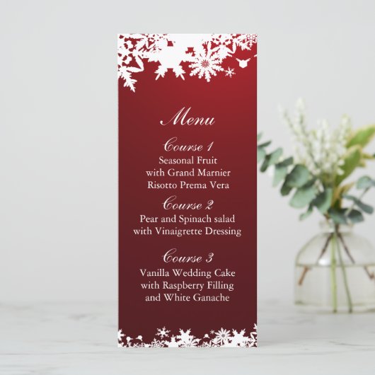 het menu voor het winterhuwelijk van rode sneeuwvl (Staand voorkant)