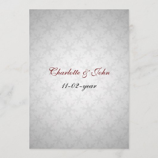 het menu voor het winterhuwelijk van rode sneeuwvl (Achterkant)