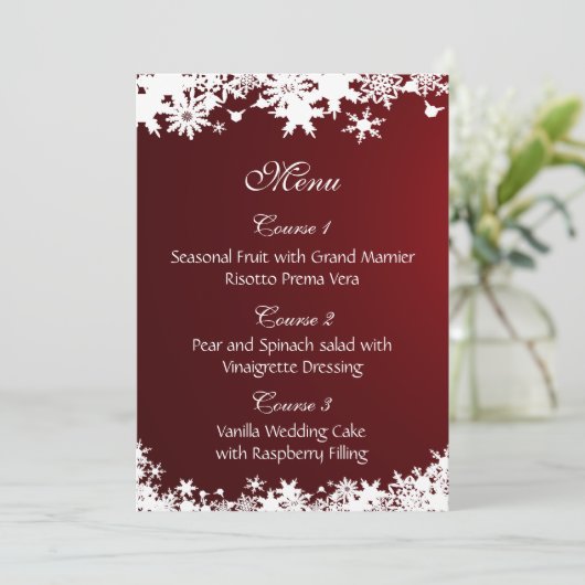 het menu voor het winterhuwelijk van rode sneeuwvl (Staand voorkant)