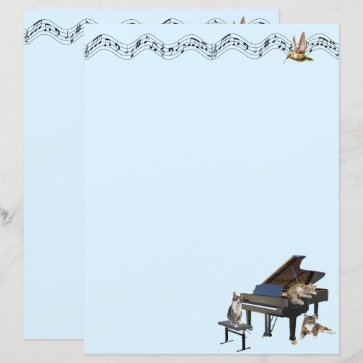 Het Meowy Muziekaal Briefpapier (Voorkant / Achterkant)