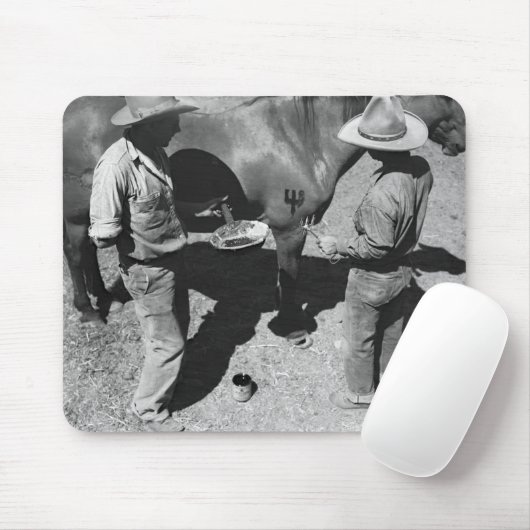 Het merken van paarden met het merk pitchfork muismat (Met muis)