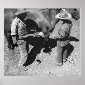 Het merken van paarden met het merk pitchfork poster (Voorkant)