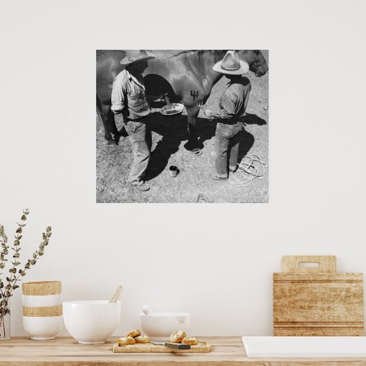 Het merken van paarden met het merk pitchfork poster (Keuken)