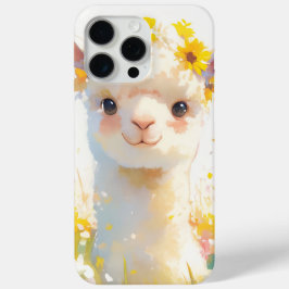 Het met bloemen gekroonde alpaca iPhone 15 pro max hoesje