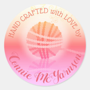 Het met de hand gemaakte garenambachten breien ronde sticker