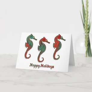 Het metaal Trio van Seahorse van Kerstmis Feestdagen Kaart