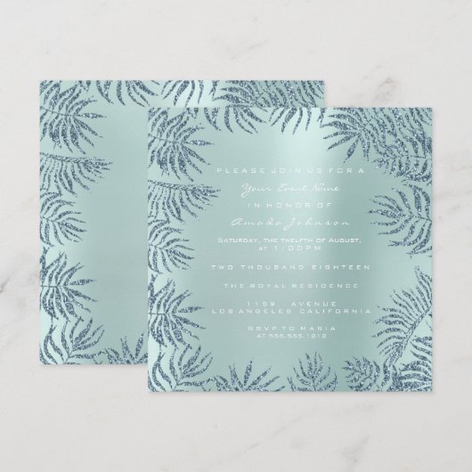 Het Metaal van Tiffany van Aqua schittert Tropisch Kaart (Voorkant / Achterkant)