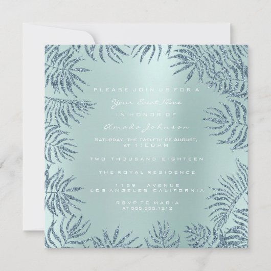 Het Metaal van Tiffany van Aqua schittert Tropisch Kaart (Voorkant)