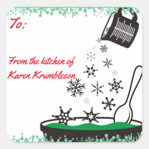 Het meten van kop het gieten het baksel van vierkante sticker