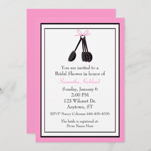 Het meten van Spoons Bridal Shower Uitnodiging (Voorkant / Achterkant)