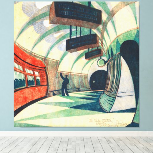 Het metrostation - Cyril Edward Power Canvas Afdruk (Insitu (Houten vloer))