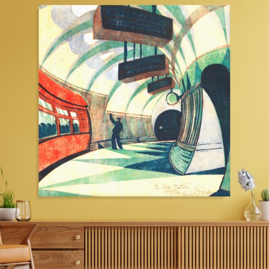 Het metrostation - Cyril Edward Power Canvas Afdruk (Insitu (Woonkamer))