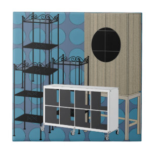Het Meubilair van Ikea schort Blauwe Planken op Tegeltje