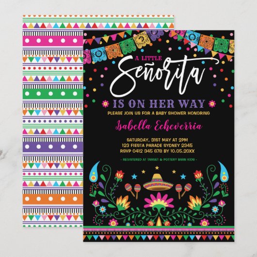 Het Mexicaanse Senorita Fiesta Baby shower Kaart (Voorkant / Achterkant)