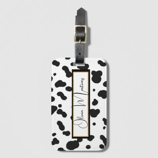 Het MIA zwart-wit Koe print Bagagelabel (Voorkant (verticaal))