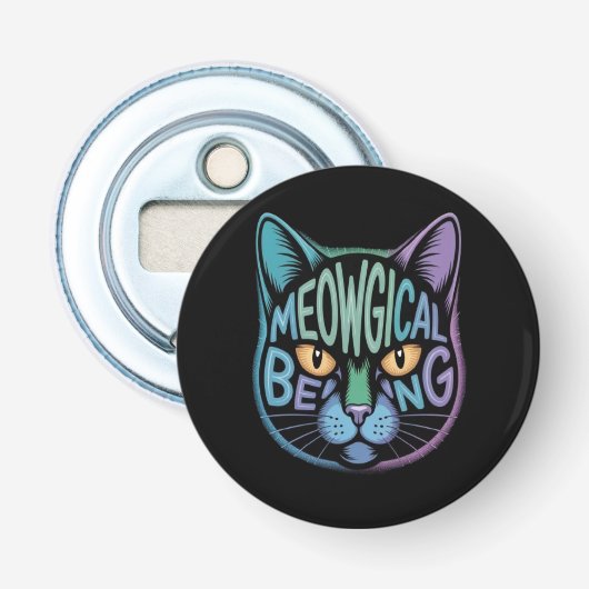 Het Miauwende Wezen Button Flesopener (Voorkant)