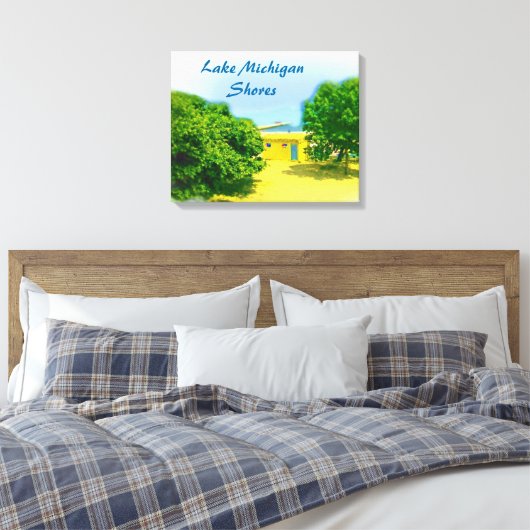 Het Michiganmeer van Chicago Beach Canvas Afdruk (Insitu (Slaapkamer))